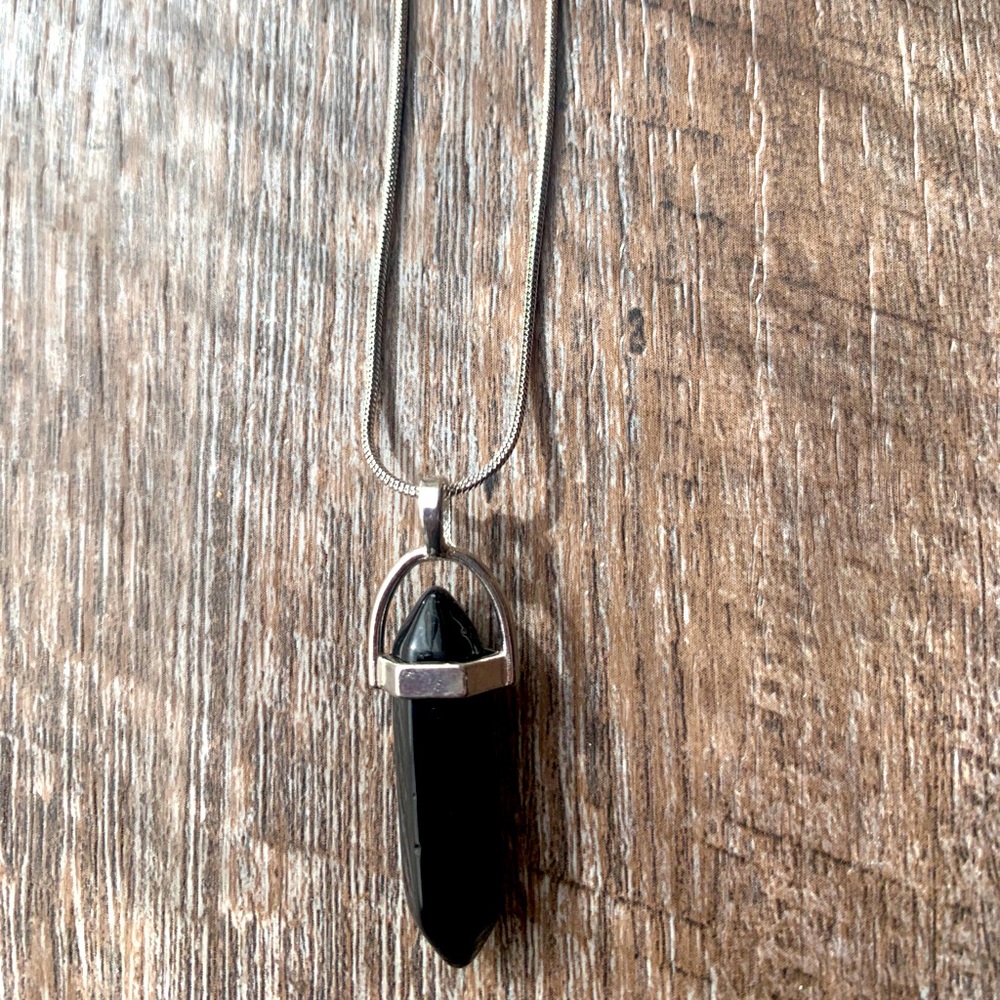 Black Obsidian Point Necklace - Picture 2 of 2